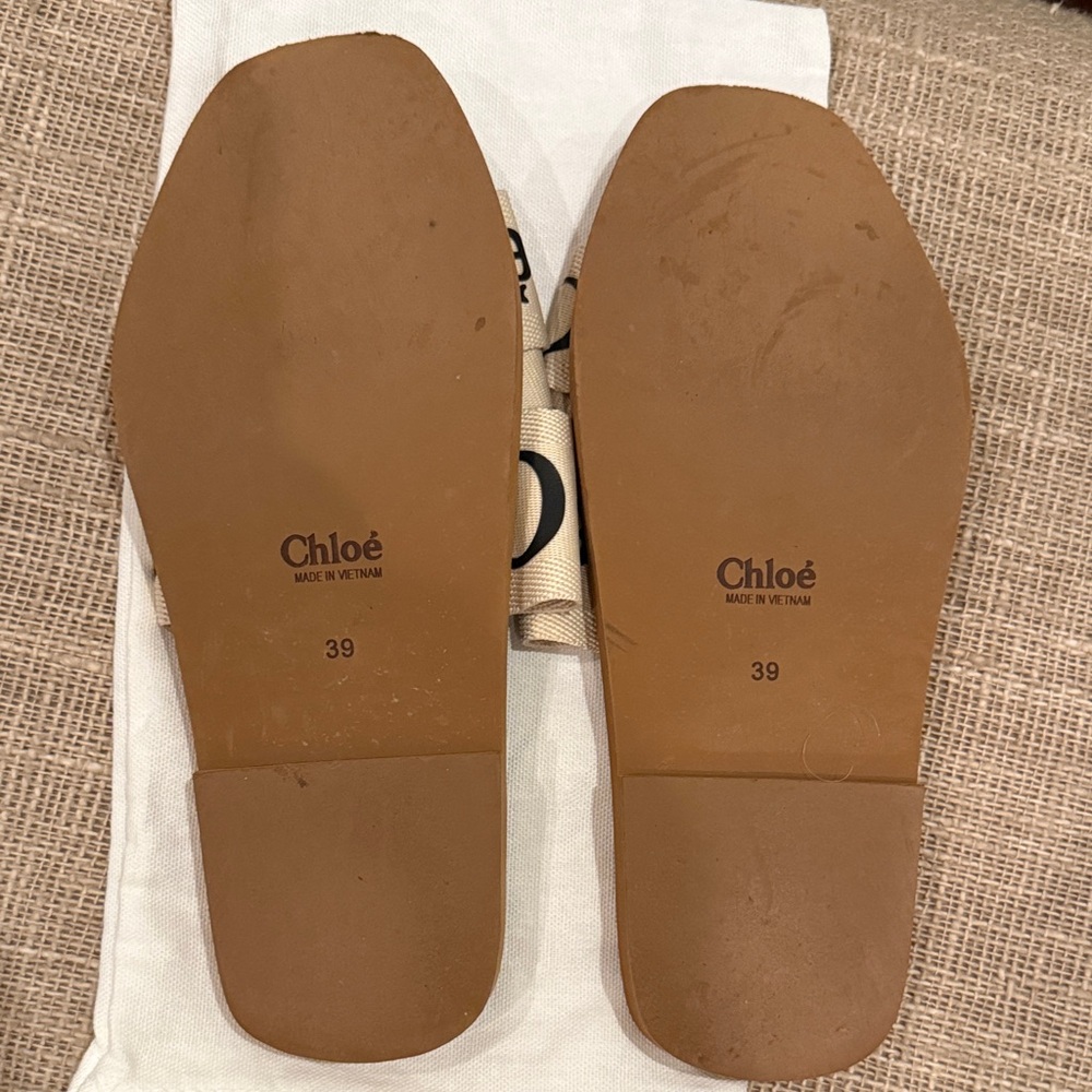 Chloe Tan and Cream Slide Sandals - Picture 2 of 2